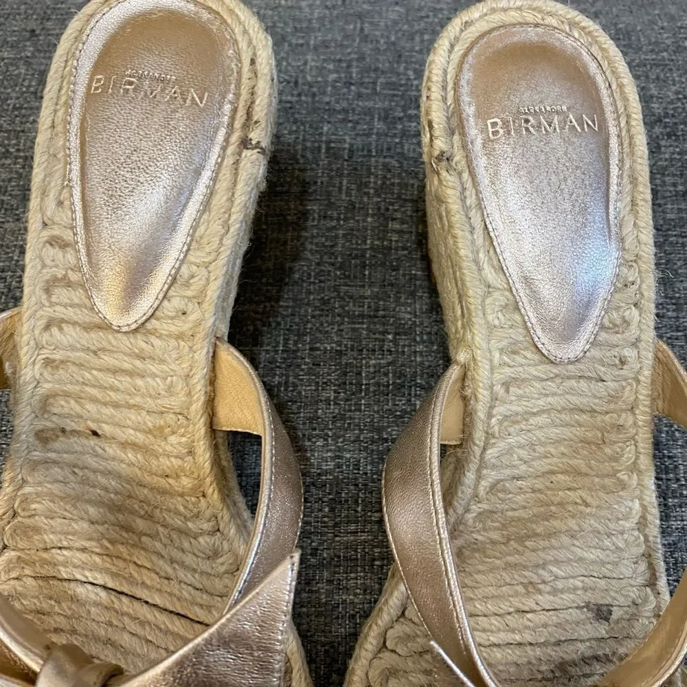 Alexandre Birman Clarita Demi Espadrille Wedge Sandals in Gold Size 38.5